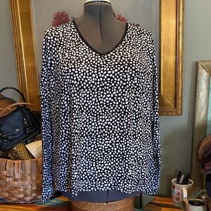 DKNY Women’s PJ’s Set Black/White Dot V-neck long-sleeve Jogger Pants Set SZ XL